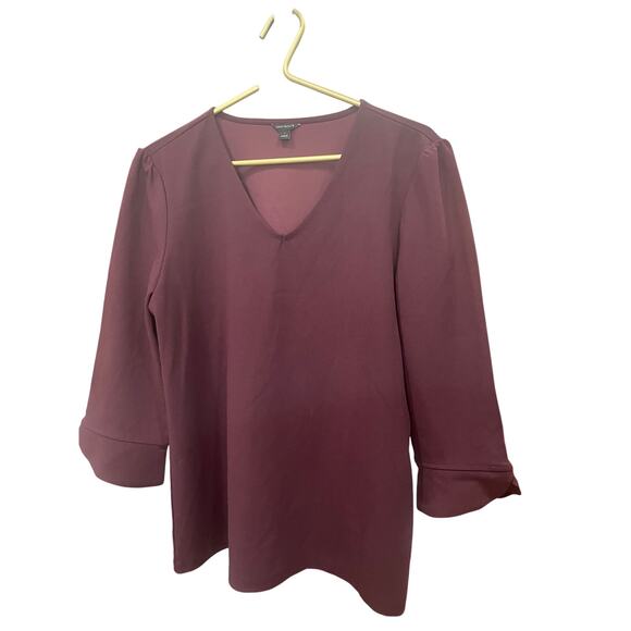 Ann Taylor Purple V‑Neck Top L – 3/4 Sleeve, Stretch Knit, EUC - Picture 3 of 6